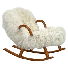 Rocking Clam Chair, Curly Sheepskin by Arnold Madsen, Madsen & Schubell, 1944