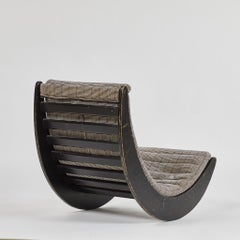 Rocking Ebonized Lounge Chair with Upholstered Print