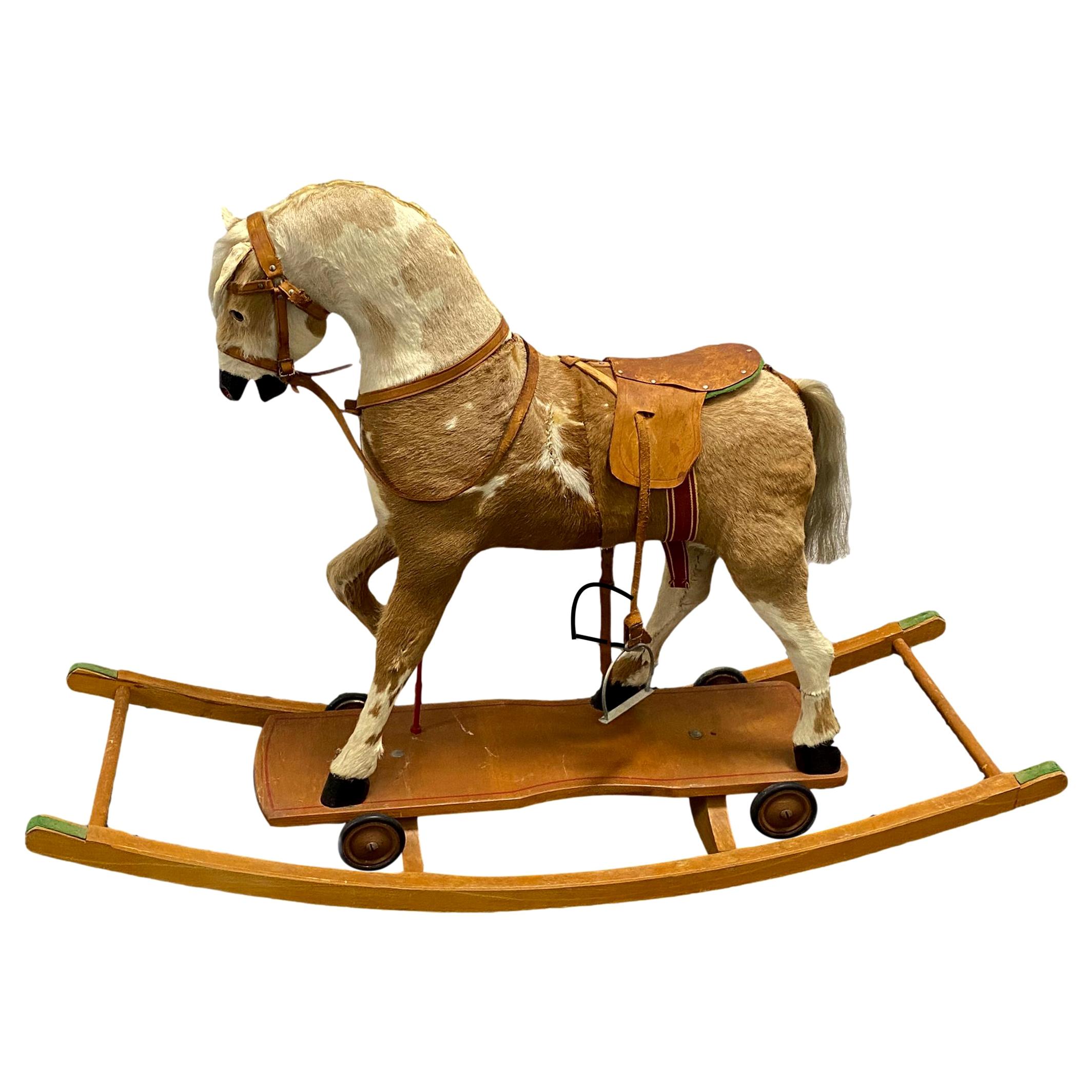 Rocking Horse and Pull Toy, Antique, German, 1900s For Sale