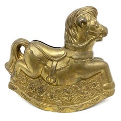 Rocking Horse Metal Money Box Piggy Bank, Vintage, 1960s