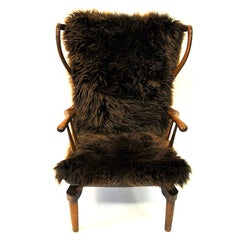 Rocking Sheep Skin Chair by Peter Hvidt, Denmark, 1940s