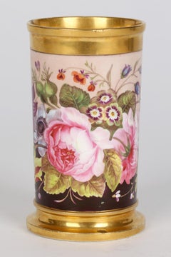Vase cylindrique en porcelaine Rockingham Brameld English Floral Painted