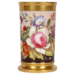 Rockingham Brameld English Floral Painted Cylindrical Porcelain Vase