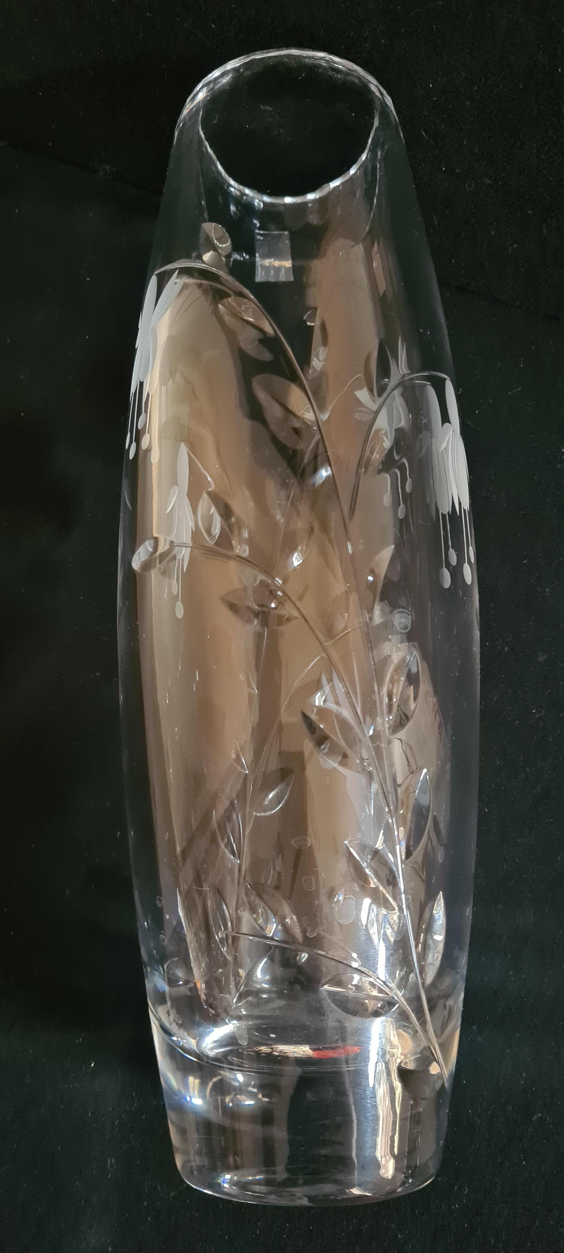 Other Hand Cut large Rockingham Fuchsia Cascade Crystal Vase For Sale