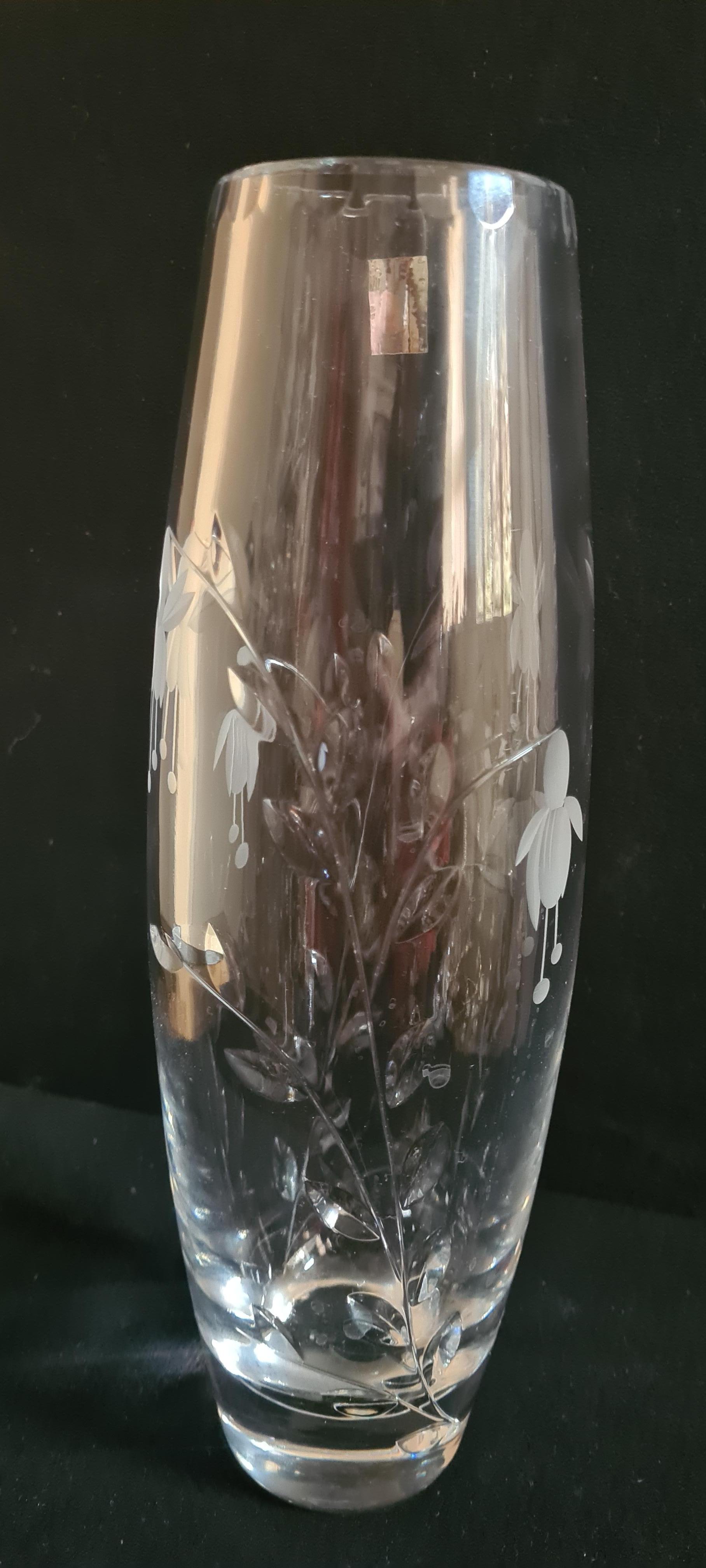 Late 20th Century Hand Cut large Rockingham Fuchsia Cascade Crystal Vase For Sale