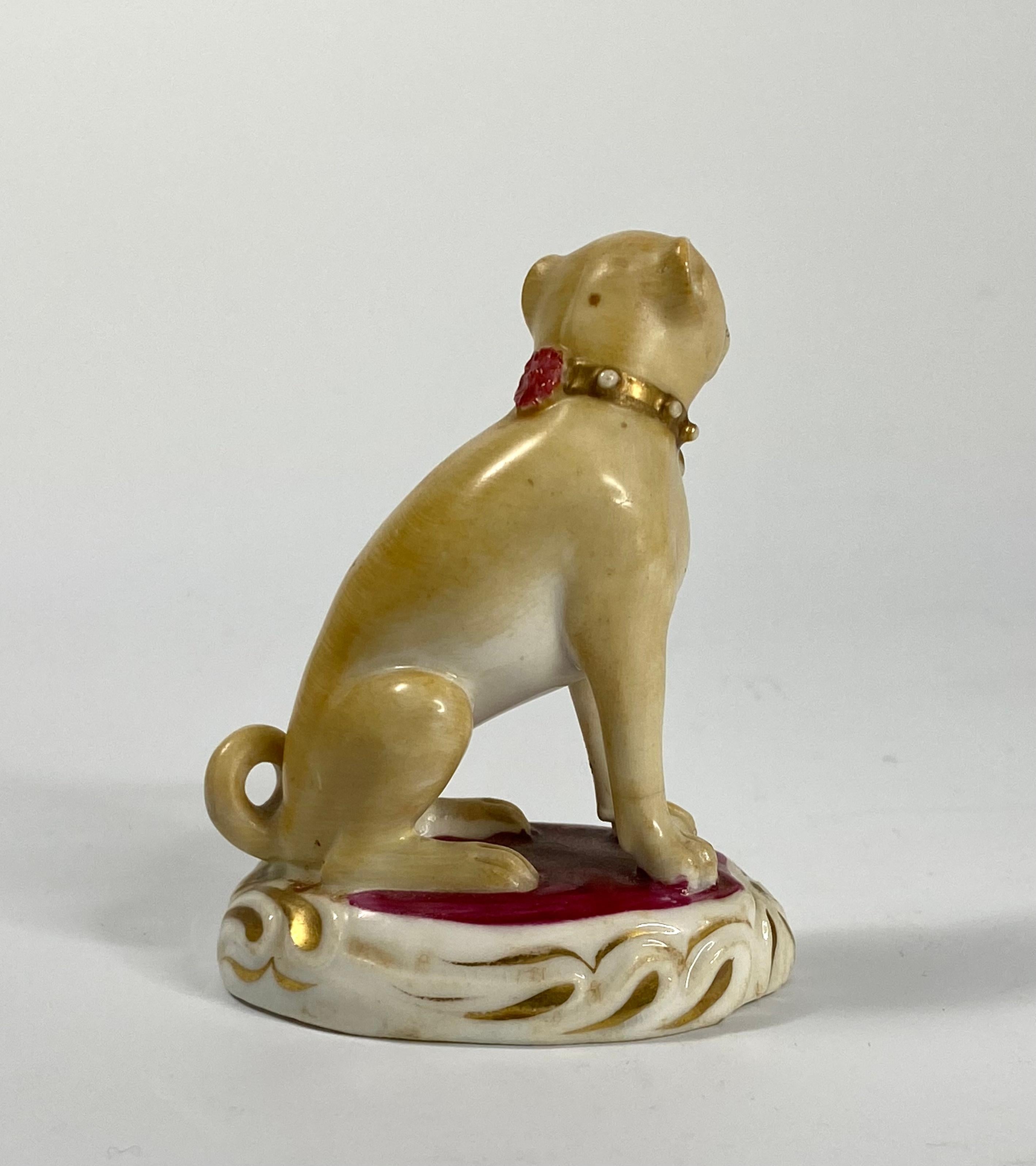 Georgian Rockingham Porcelain Pug Dog, C. 1835