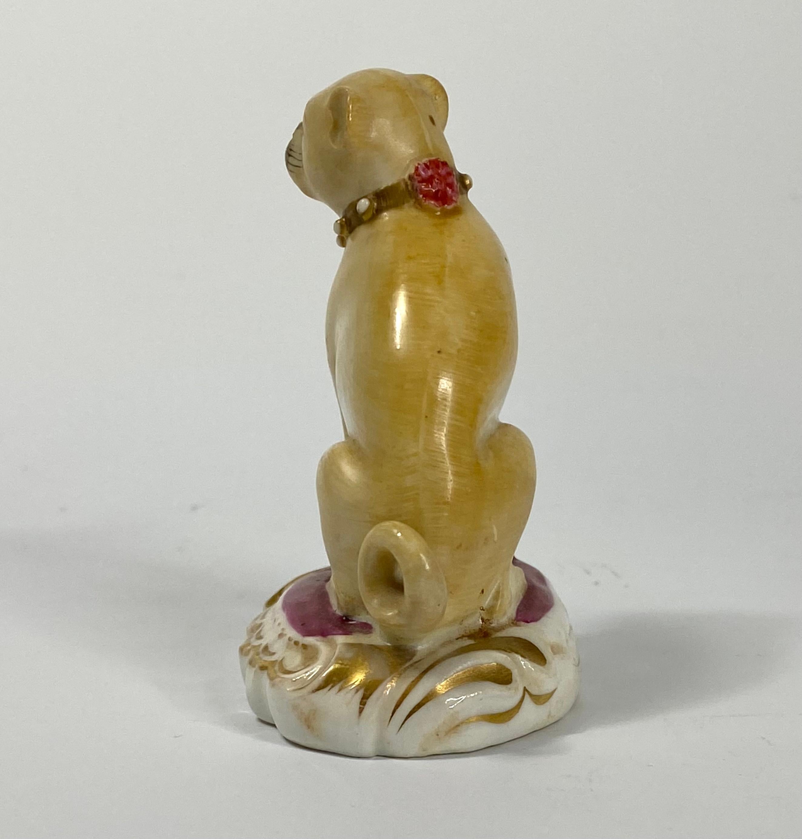 English Rockingham Porcelain Pug Dog, C. 1835