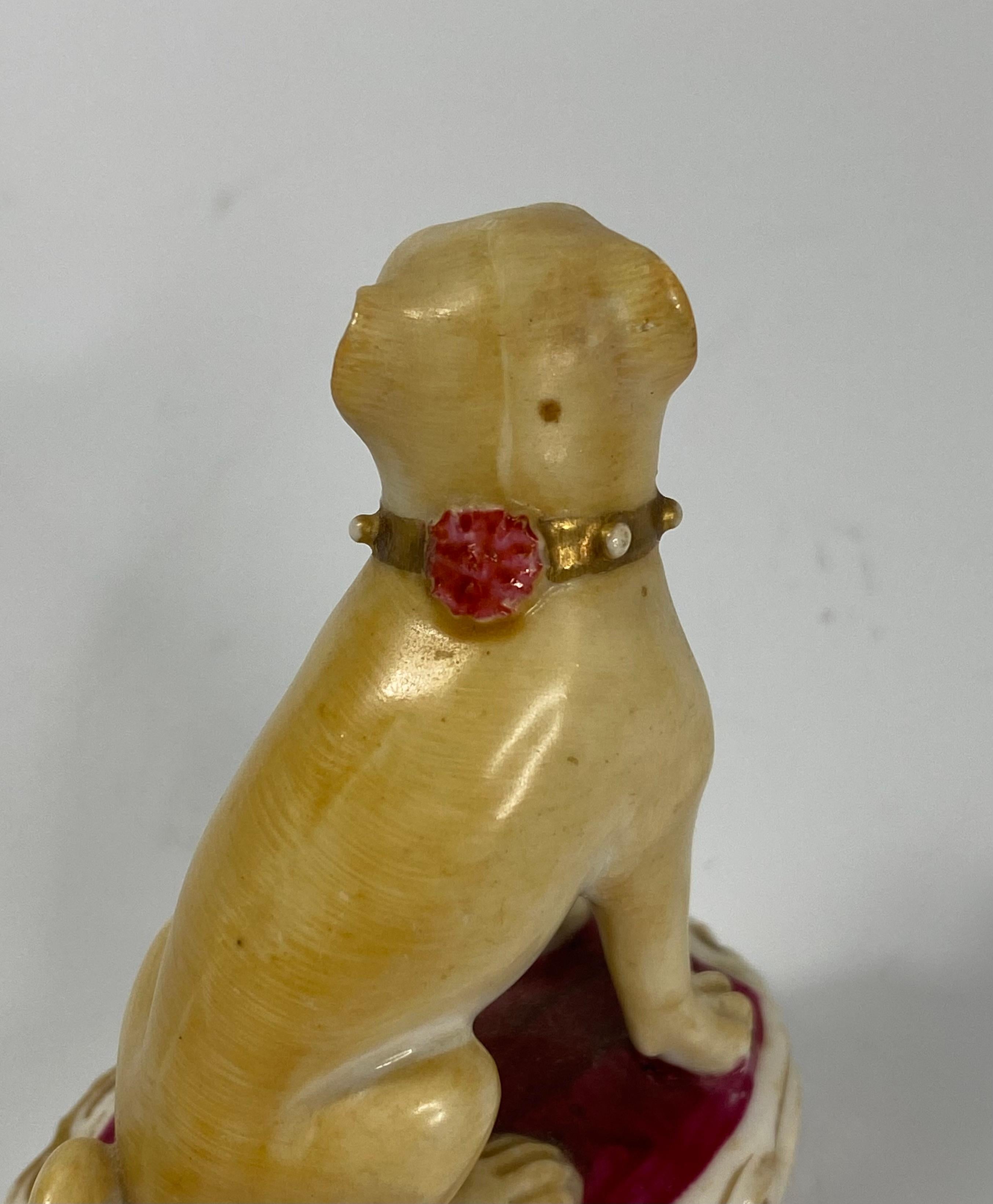 Fired Rockingham Porcelain Pug Dog, C. 1835