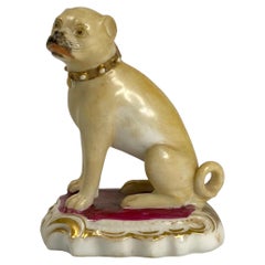 Antique Rockingham Porcelain Pug Dog, C. 1835