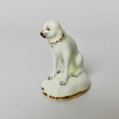 Rockingham Porcelain Pug Dog, White, Rococo Revival, circa 1835