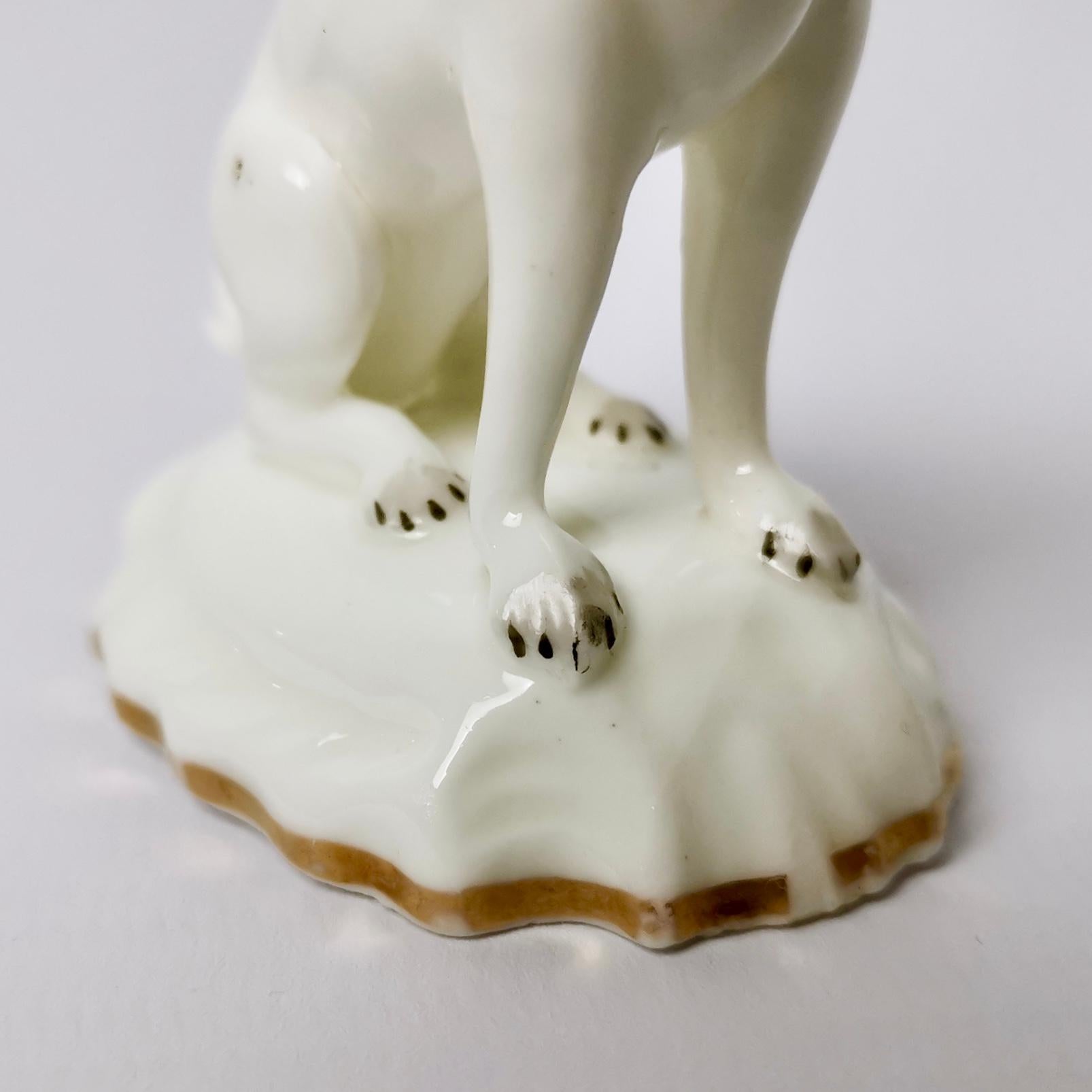 Mid-19th Century Rockingham Porcelain Pug Dog, White, Rococo Revival, circa 1835