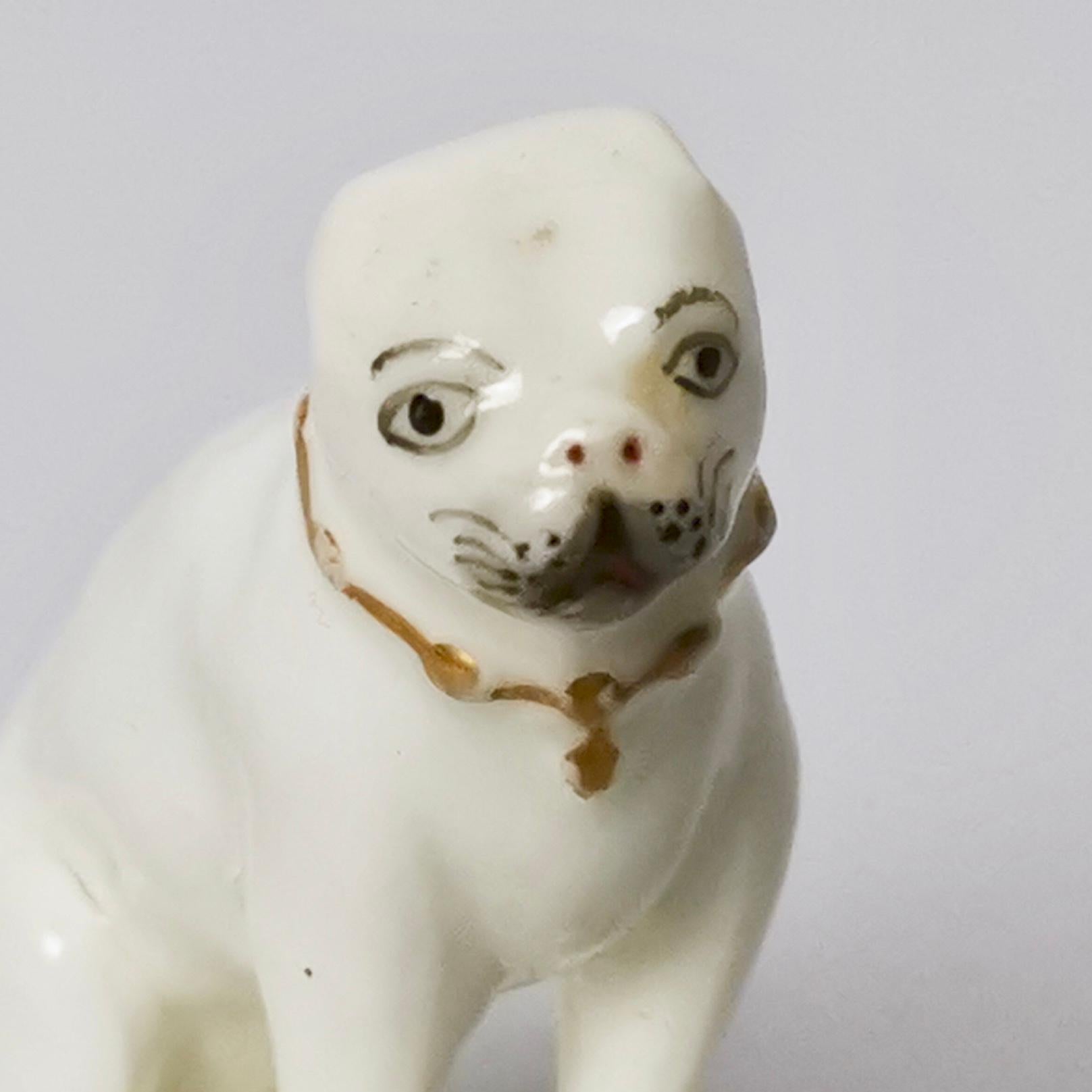 Rockingham Porcelain Pug Dog, White, Rococo Revival, circa 1835 3
