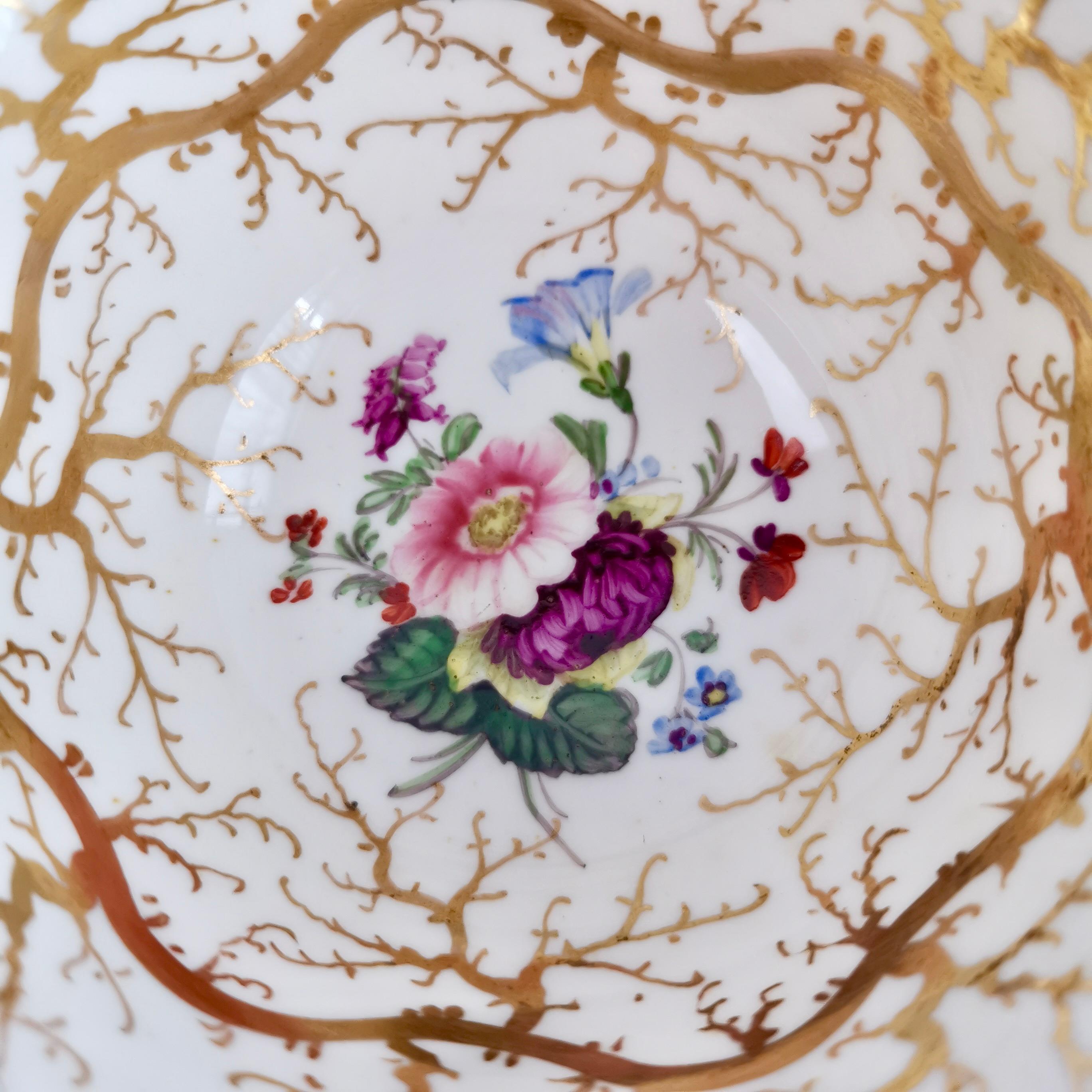 Rockingham Porcelain Teacup, Gilt Seaweed, Flowers, Rococo Revival, 1832 For Sale 1