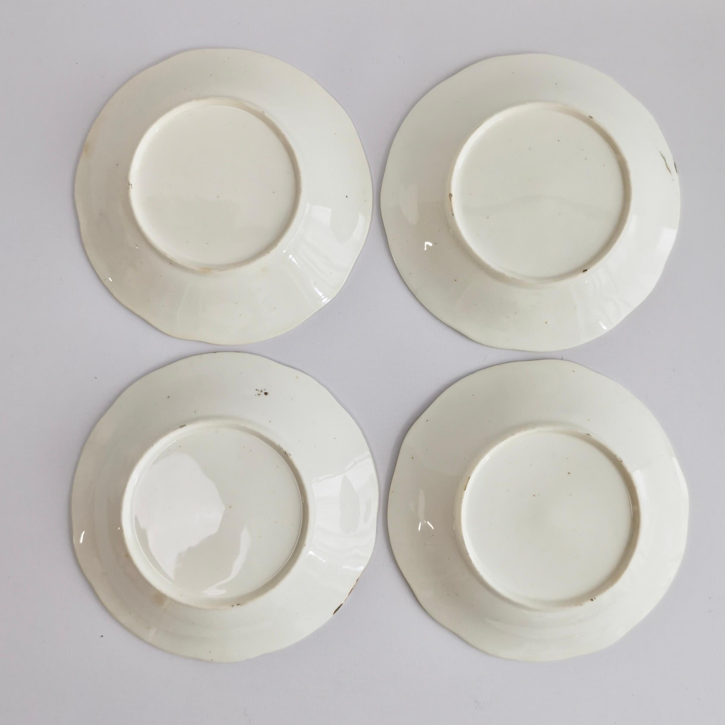 Rockingham Tea Service for 4, Gilt Seaweed, Flowers, Rococo Revival, 1832 7