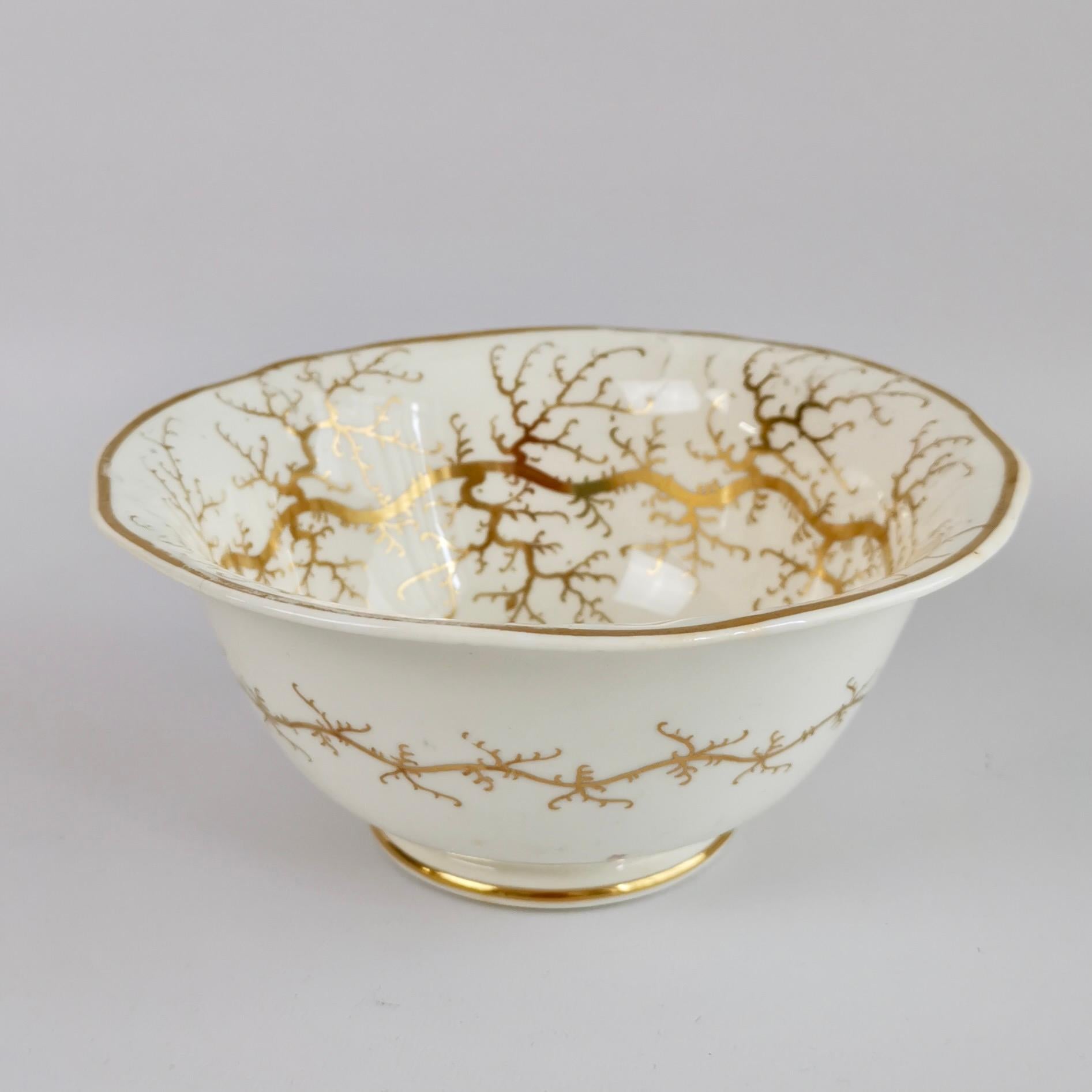 Rockingham Tea Service for 4, Gilt Seaweed, Flowers, Rococo Revival, 1832 2