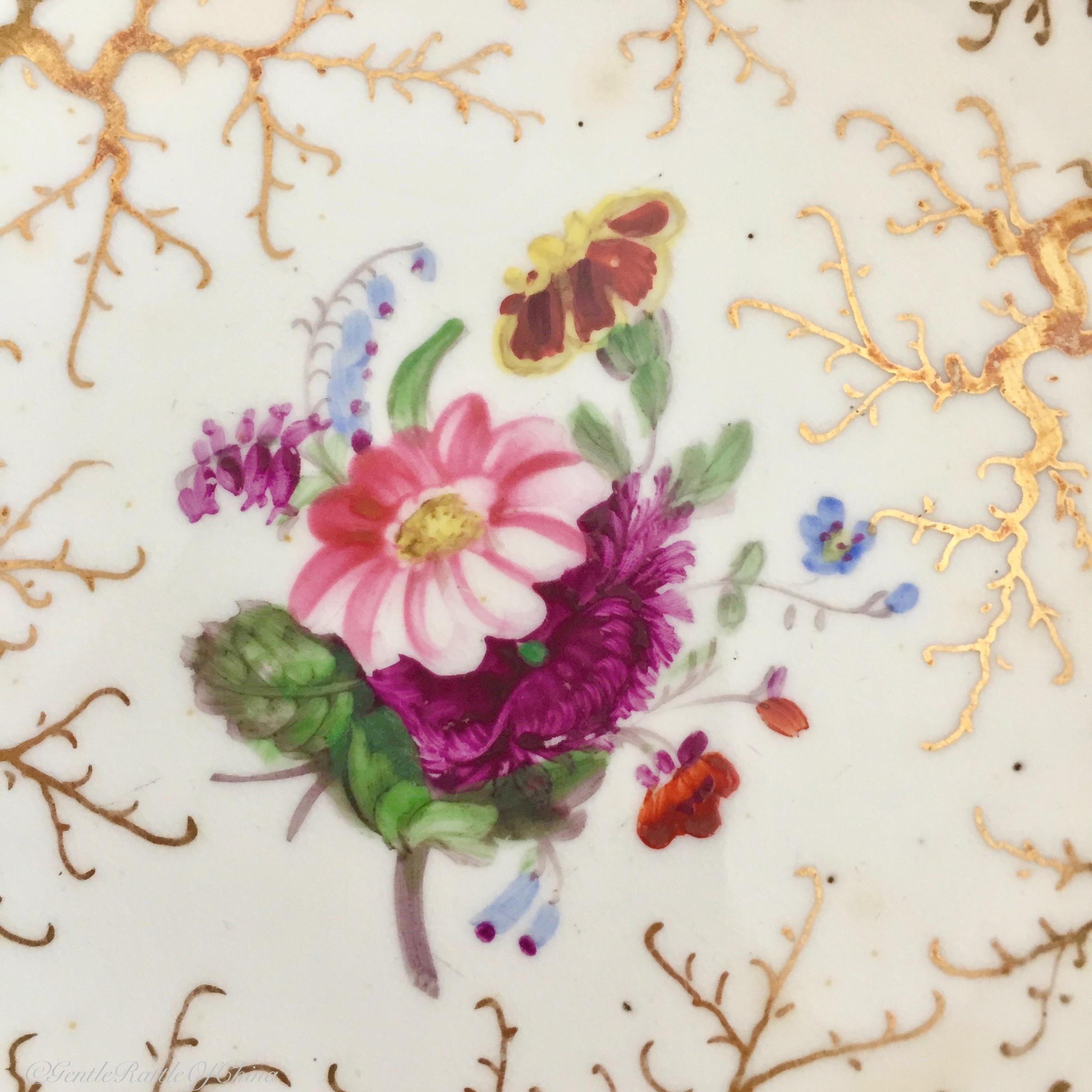 Rockingham Porcelain Tea Service, Cream, Gilt and Flowers, Rococo Revival, 1832 3
