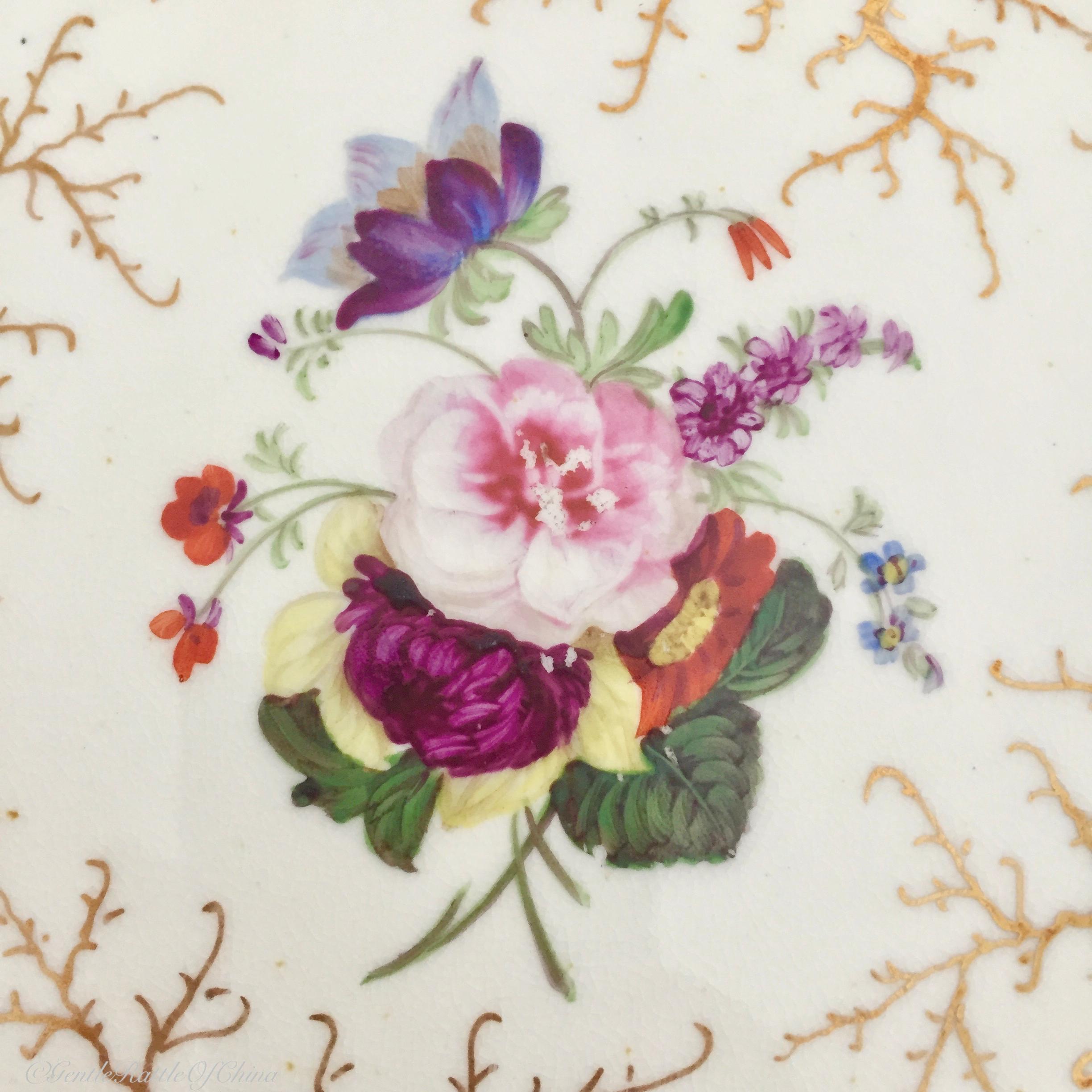 Rockingham Porcelain Tea Service, Cream, Gilt and Flowers, Rococo Revival, 1832 5