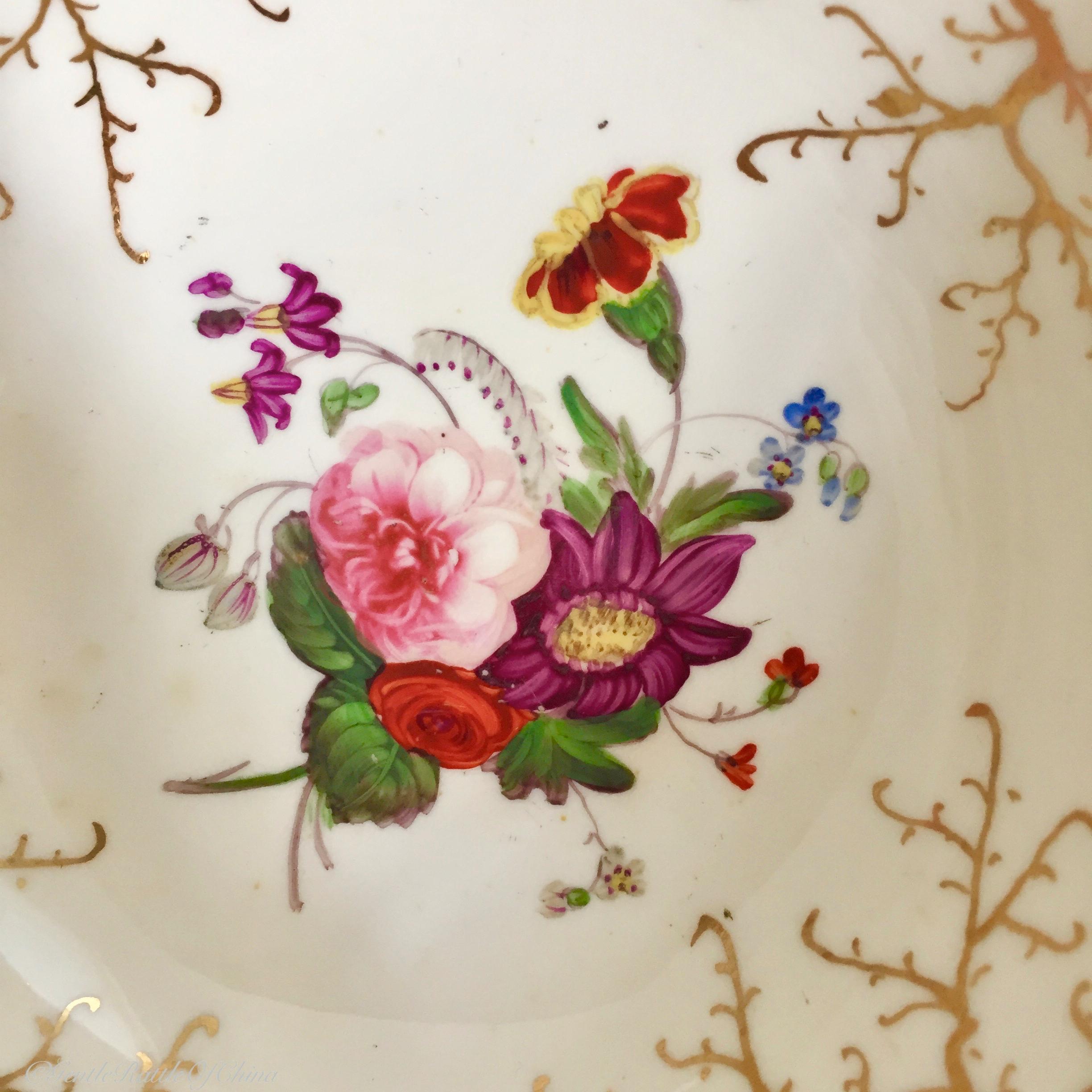 Rockingham Porcelain Tea Service, Cream, Gilt and Flowers, Rococo Revival, 1832 8
