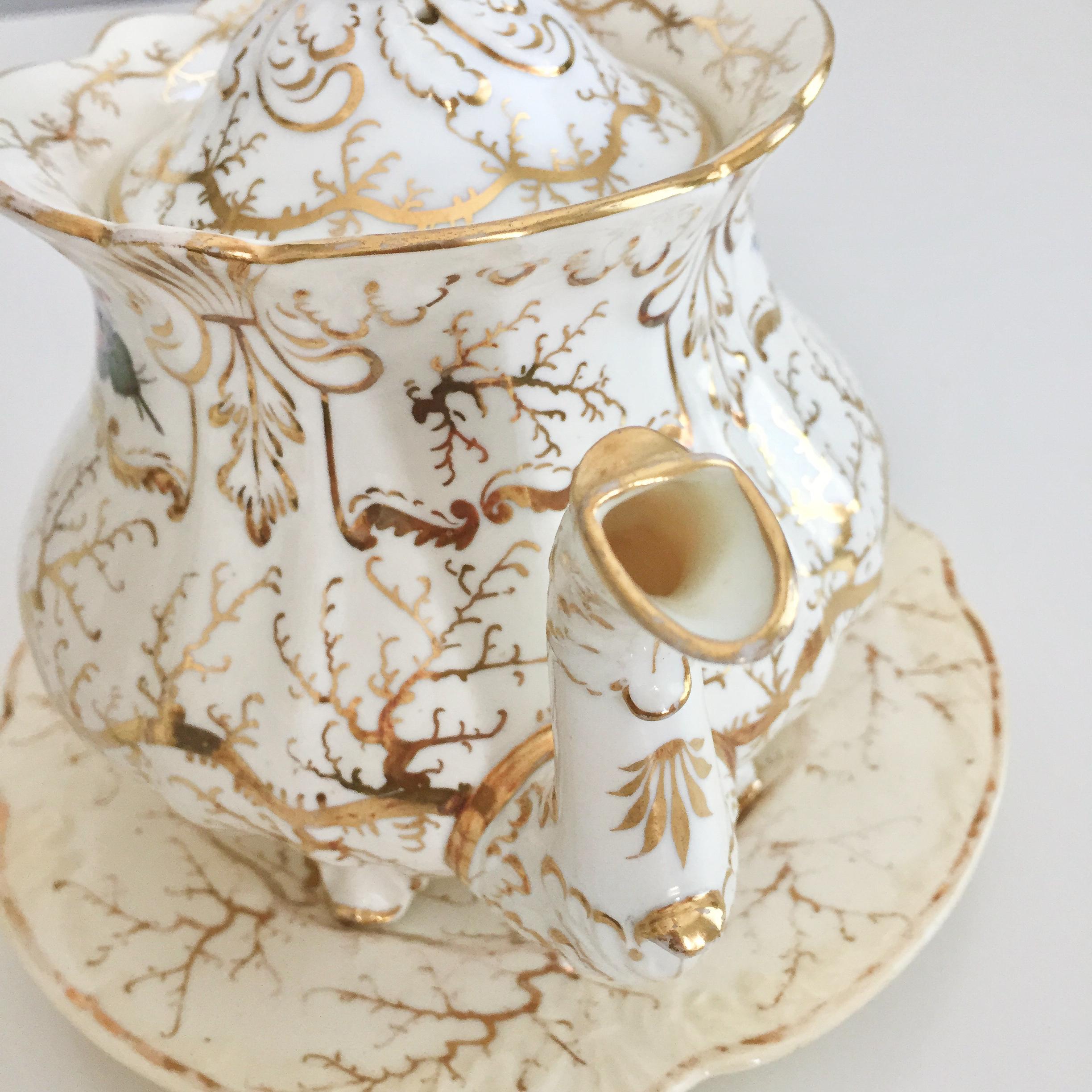 Rockingham Porcelain Tea Service, Cream, Gilt and Flowers, Rococo Revival, 1832 10