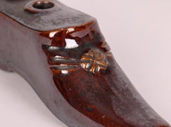 Rockingham Treacle Glazed Stoneware Shoe Quill Pen Holder