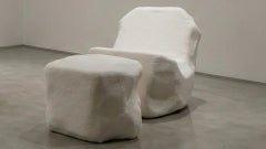 Rocklounge Signed Rock Shaped Chair with Ottoman by Rockstool Paris