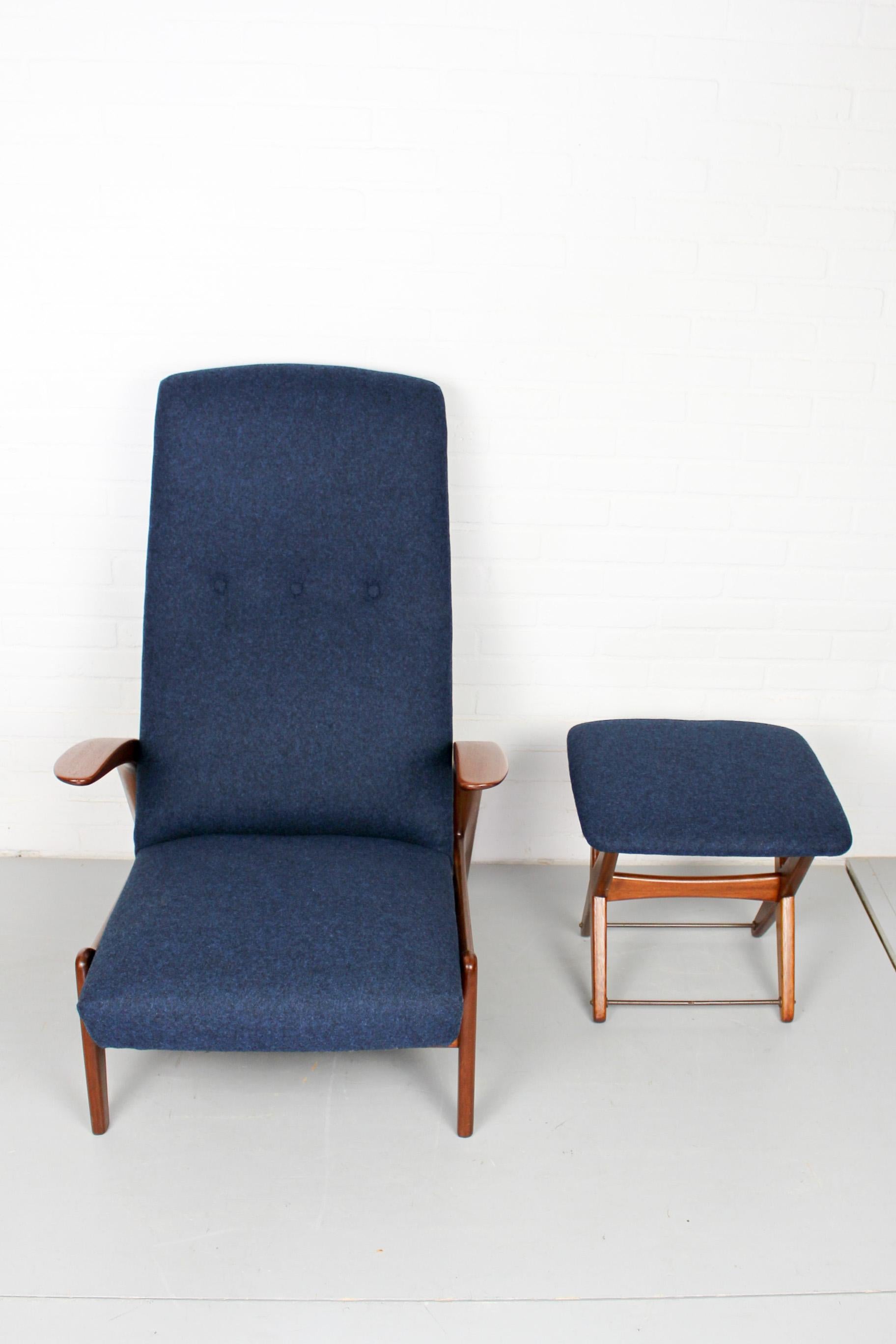 Wool Rock n Rest Lounge Chair and Foot Stool by Gimson & Slater, circa 1960