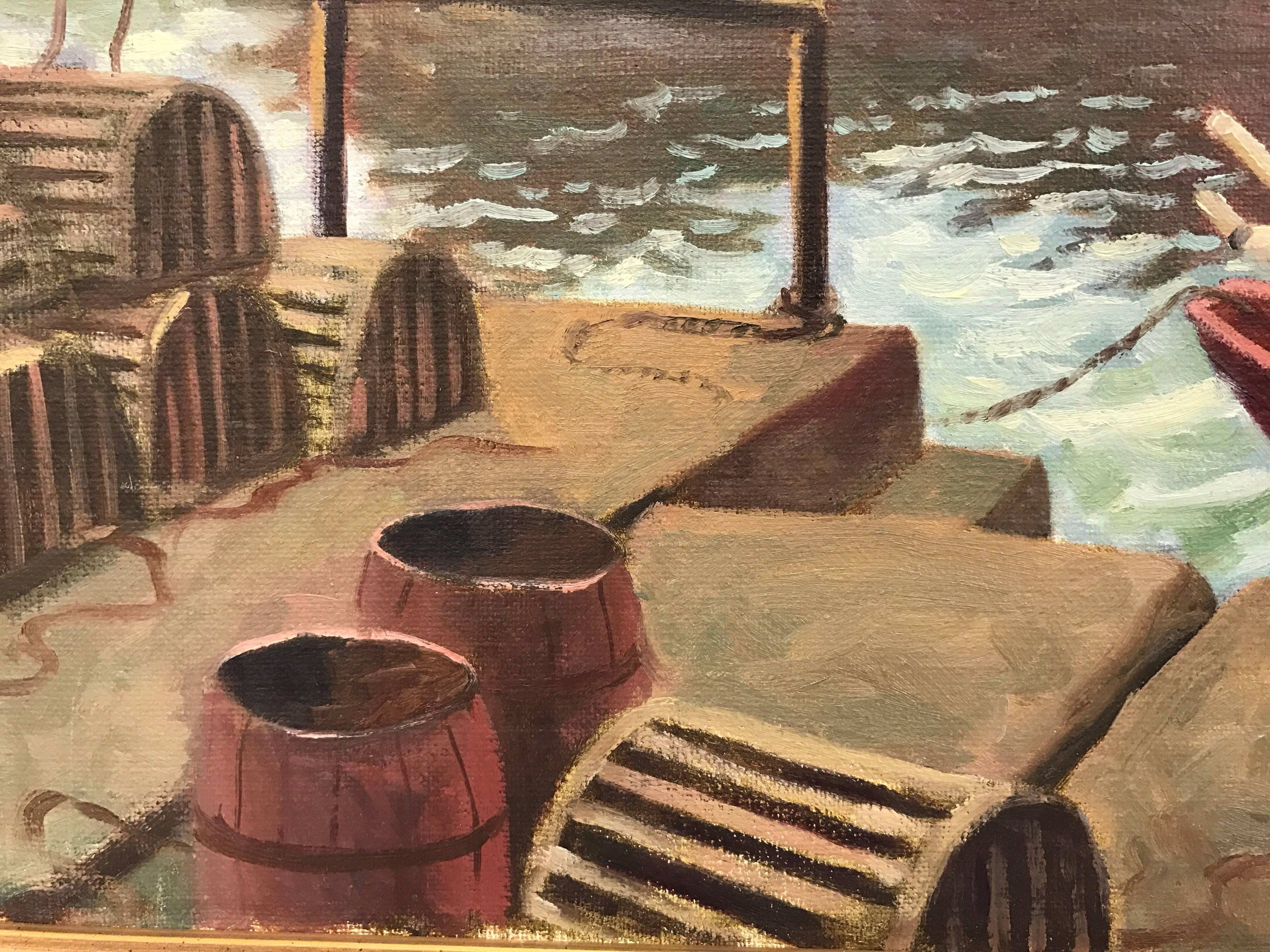 Fin du 20e siècle Rockport Massachusetts Nouvelle Angleterre Peinture à l'huile signée Edward Tomasiewicz