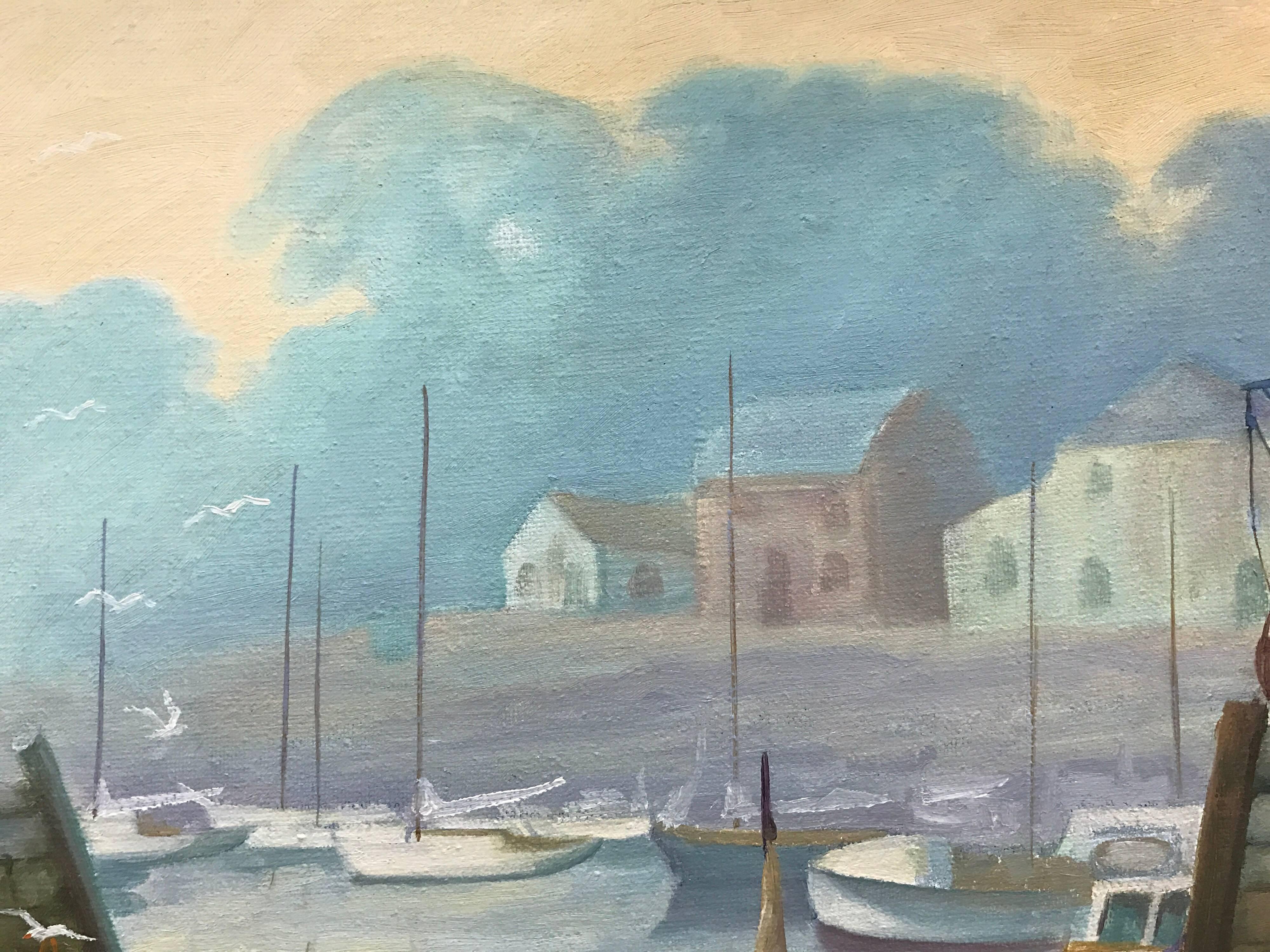 Toile Rockport Massachusetts Nouvelle Angleterre Peinture à l'huile signée Edward Tomasiewicz