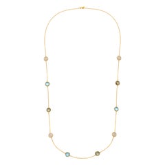 Rocks Long Necklace Gold Vermeil with Moonstone, Green Amethyst and Blue Topaz