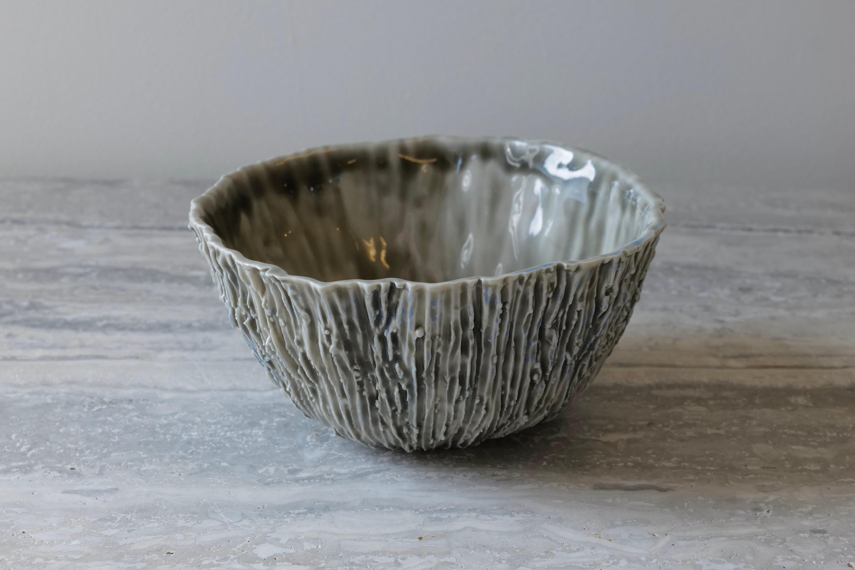 Hand-Crafted Rocks Porcelain Small Bowl by Lana Kova