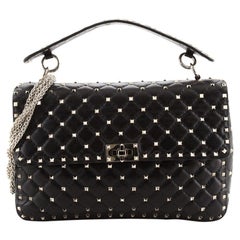 Rockstud Spike Flap Bag Quilted Leather Large
