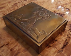 Rockwell Kent Bacchus Cigarette Box for Chase Chrome and Brass, 1935 Art Deco