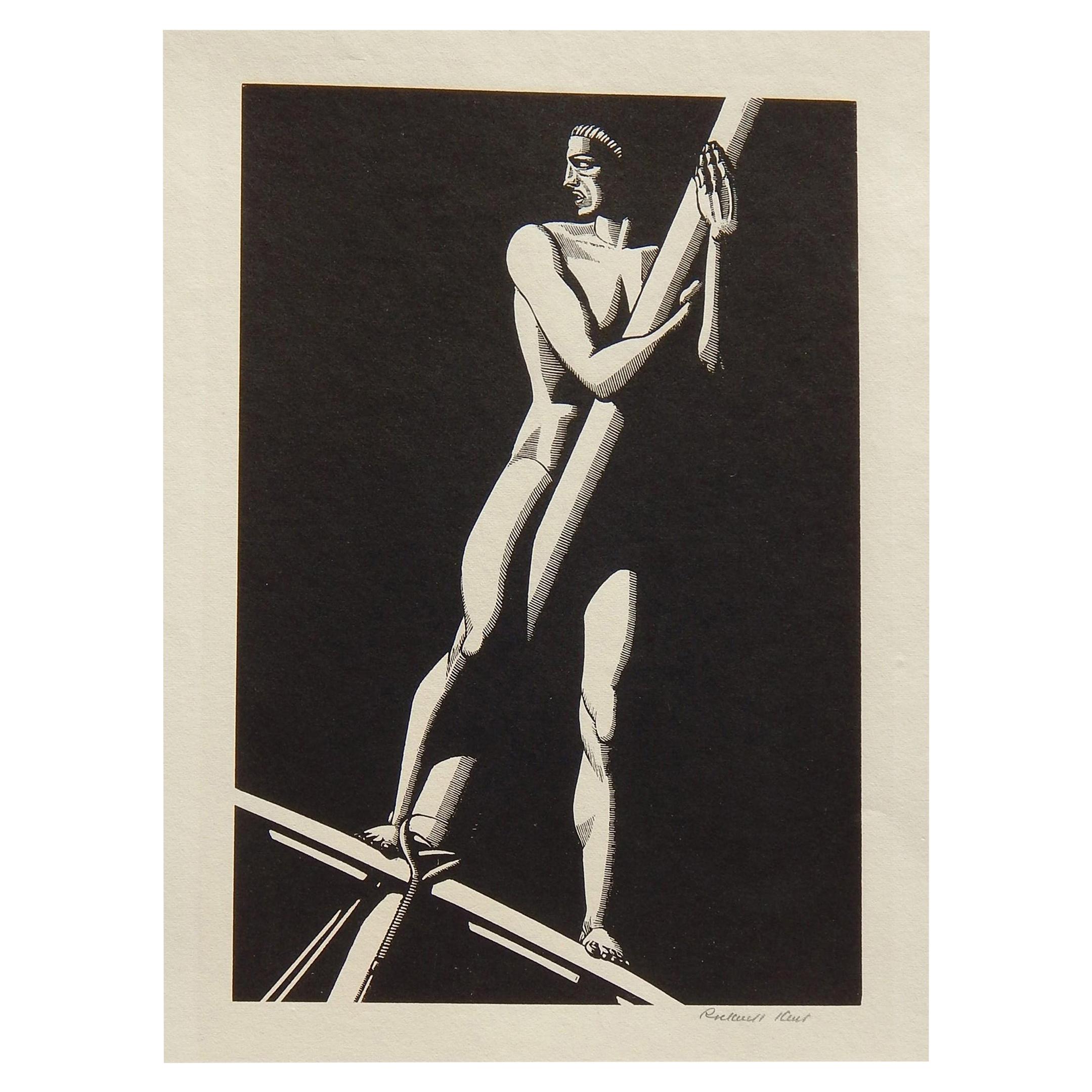 Rockwell Kent Original Wood Engraving, 1930, "The Lookout"