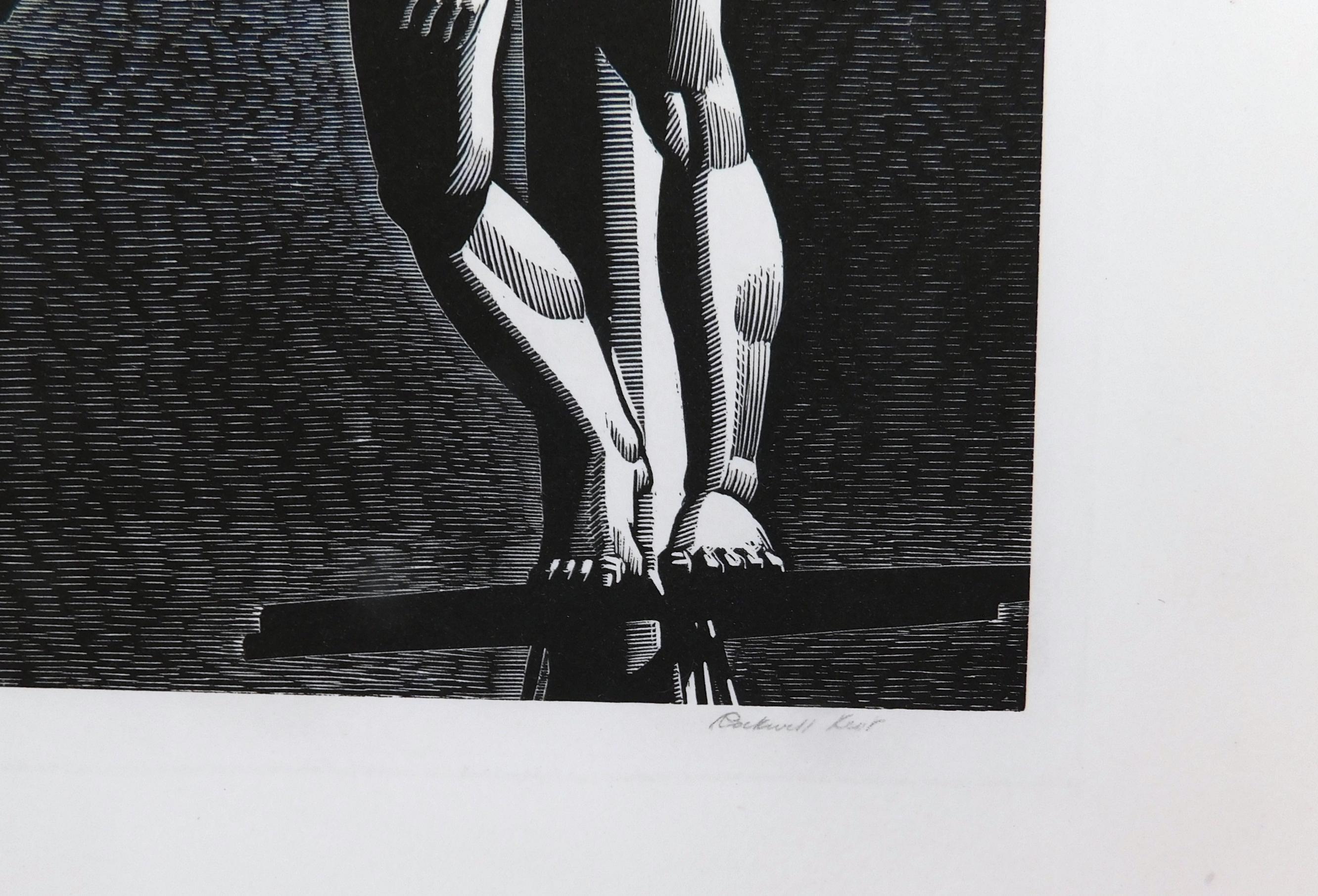 20th Century Rockwell Kent Original Wood Engraving, 1931 - Diver For Sale