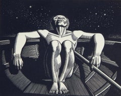 Rockwell Kent Original Wood Engraving, 1933 "Drifter"