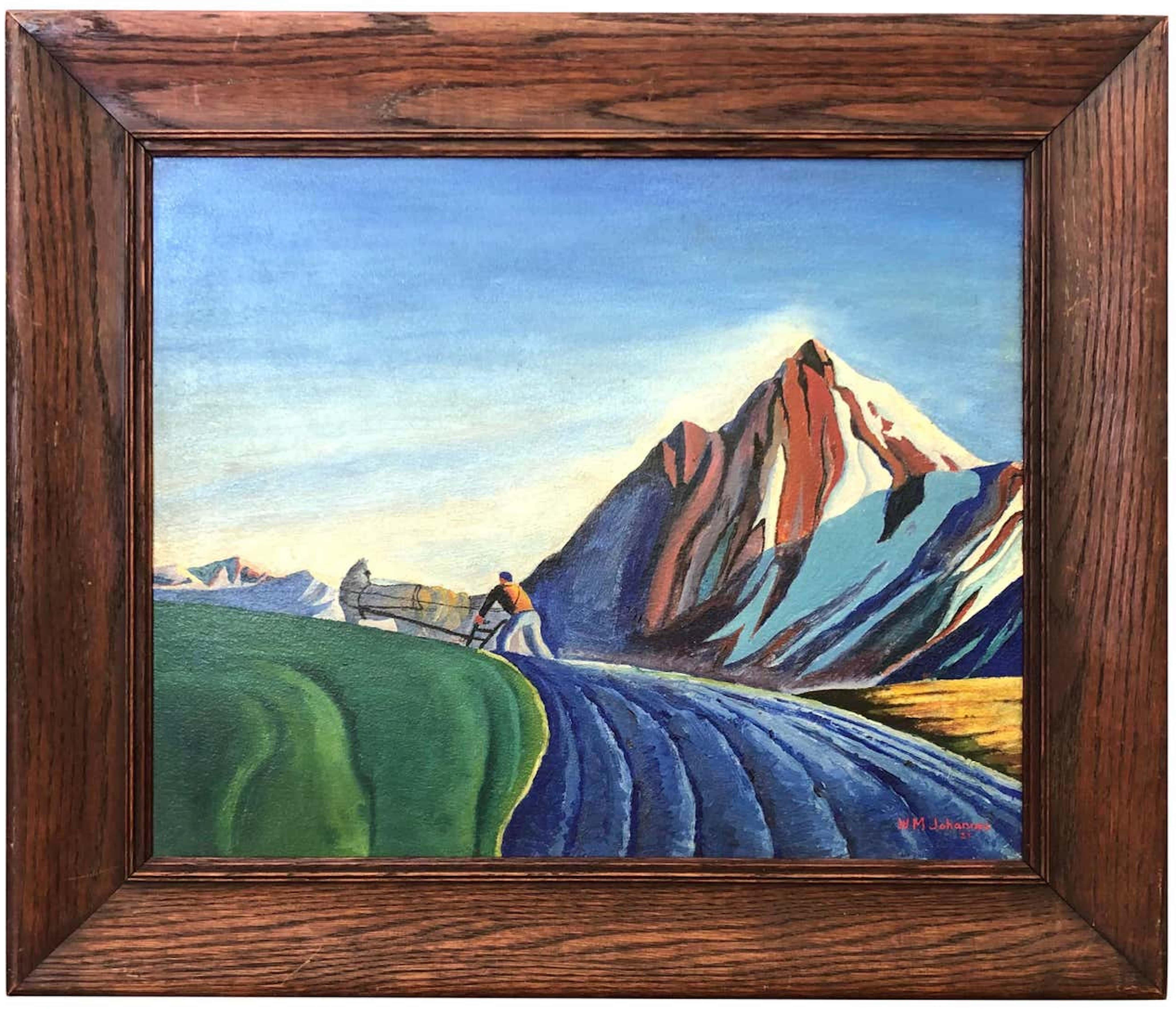 Unknown Landscape Painting - Plowing the Field