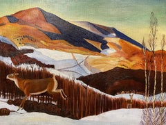 Vintage Rockwell Kent Copy of "Vermont Winter 1921" Oil on Canvas Painting, 1960