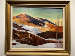 Vintage Rockwell Kent Copy of "Vermont Winter 1921" Oil on Canvas Painting, 1960