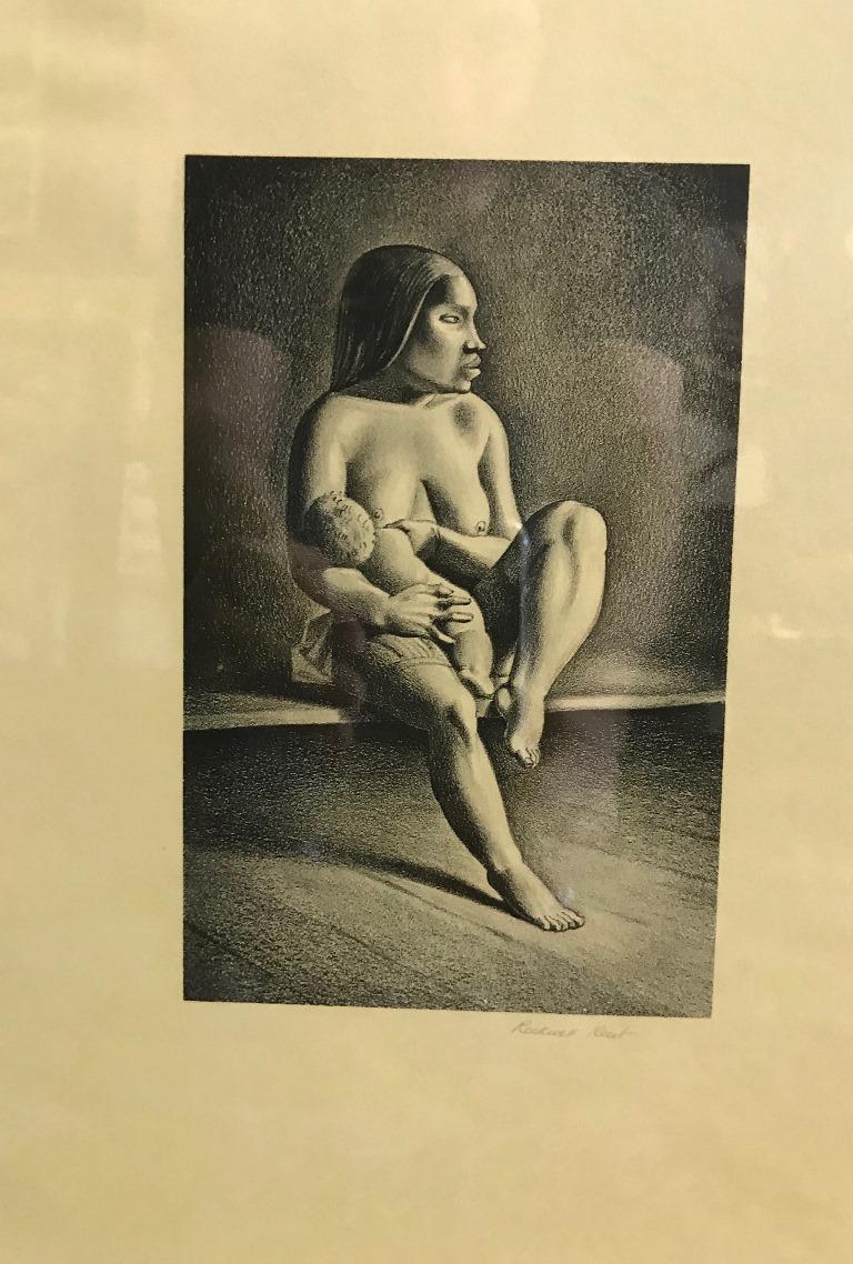 A wonderful image by American artist Rockwell Kent.

This work can be found in the Philadelphia Museum of Art, the Cleveland Museum of Art and the Fine Arts Museums of San Francisco to name a few. 

The print has been matted and framed and is