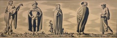 Una bella litografia su carta di Rockwell Kent del 1930, intitolata "Canterbury Tales".