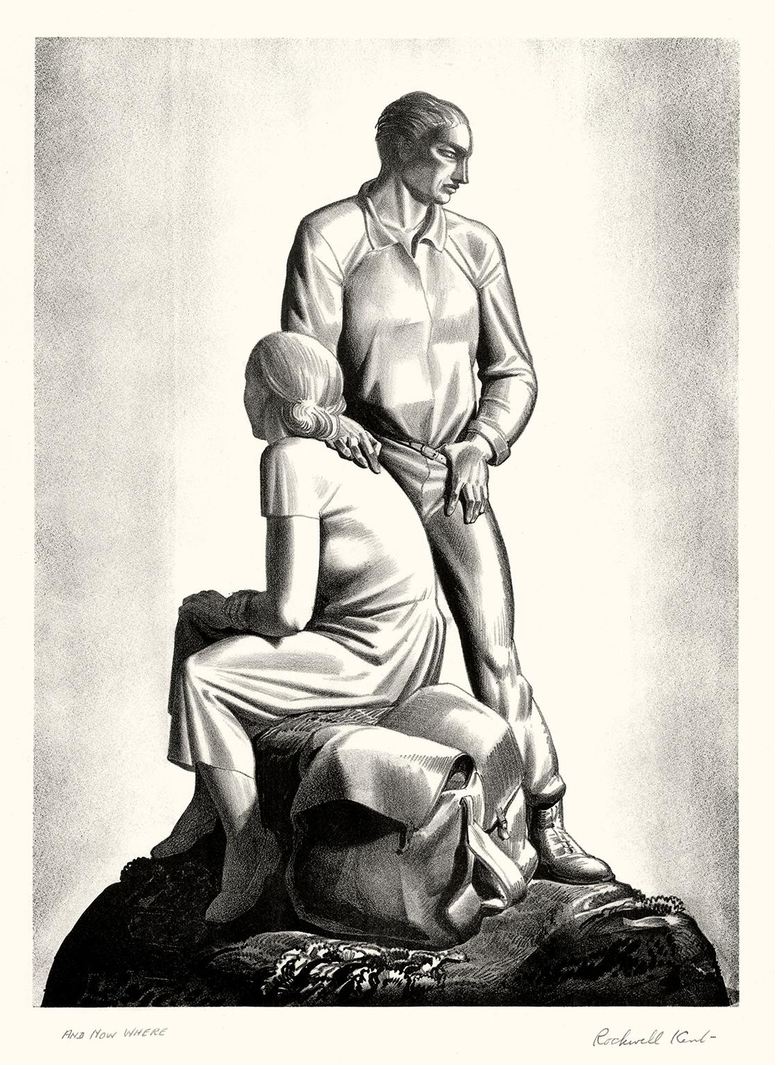 Rockwell Kent Figurative Print - And Now Where?