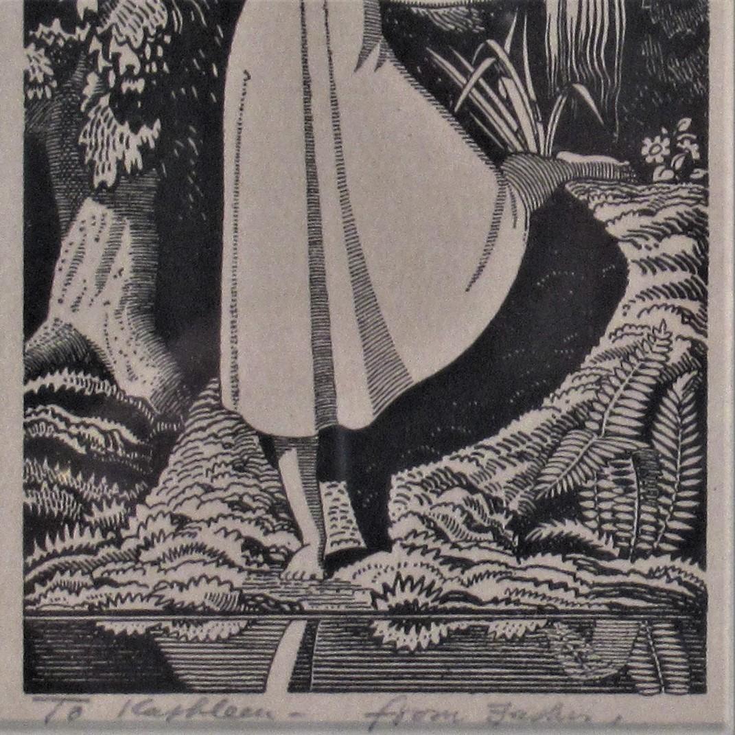 Girl on the Front of a Pond - Gray Figurative Print by Rockwell Kent