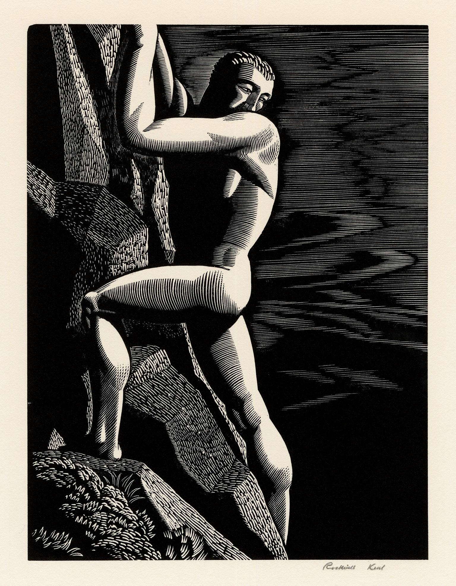 Rockwell Kent Nude Print – Mountain Climber" - Amerikanische Modernität der 1930er Jahre