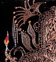 Does This Look Expensive, etched copper, paint, glass, brass frame