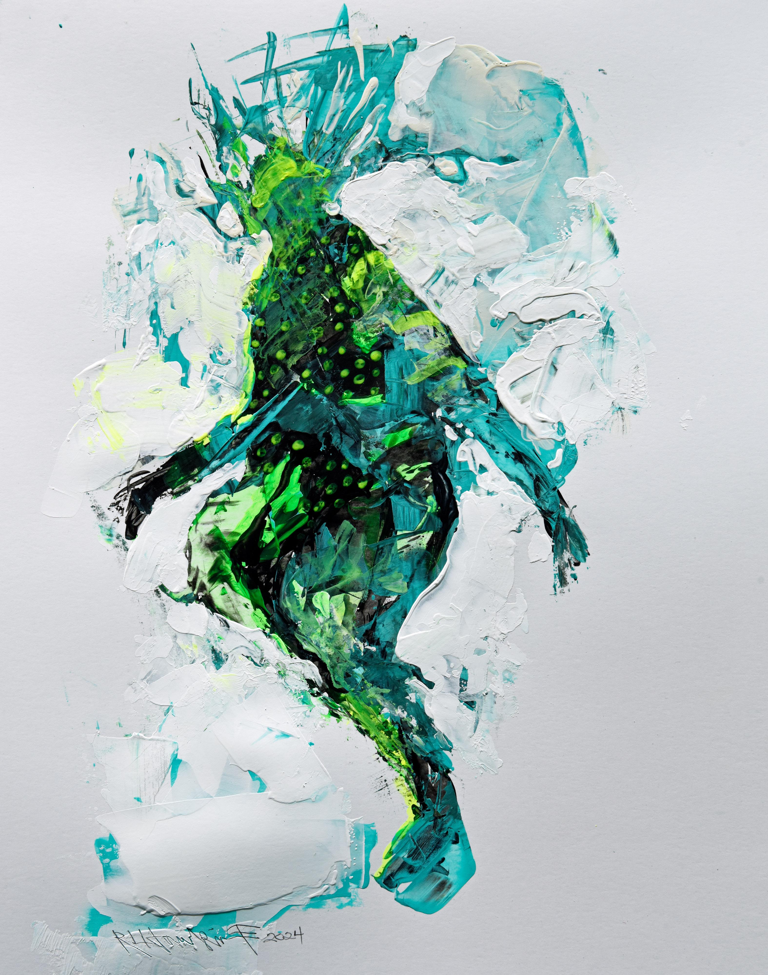 Abstract Painting di Rocky Hawkins - Danzatore Sciamano dai Piedi Blu