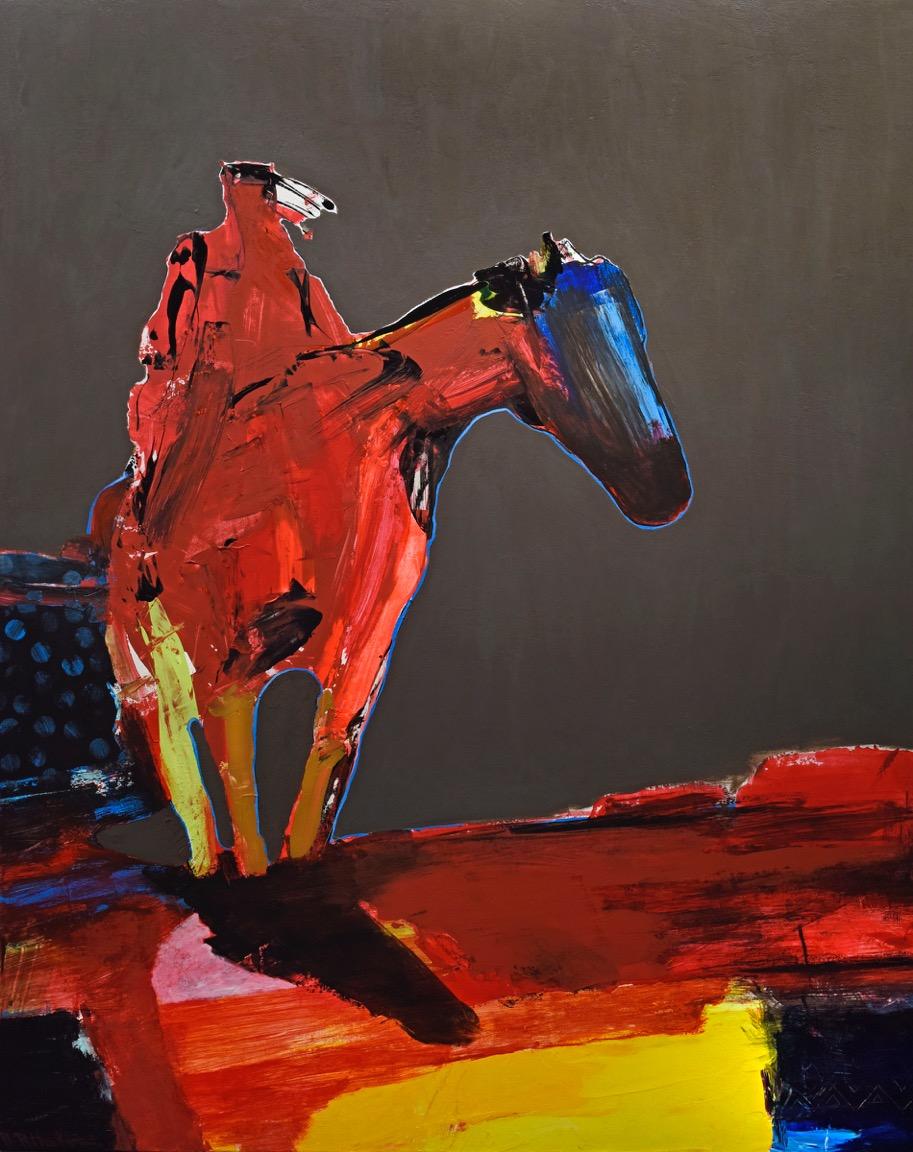 Rocky Hawkins Animal Painting - Electric Horseman - Ad Astra