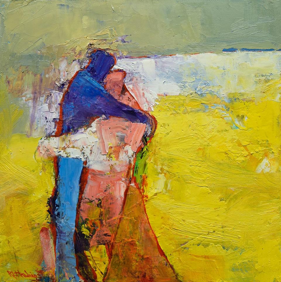 Rocky Hawkins Figurative Painting - Embrace the Horizon (Lover's Series)