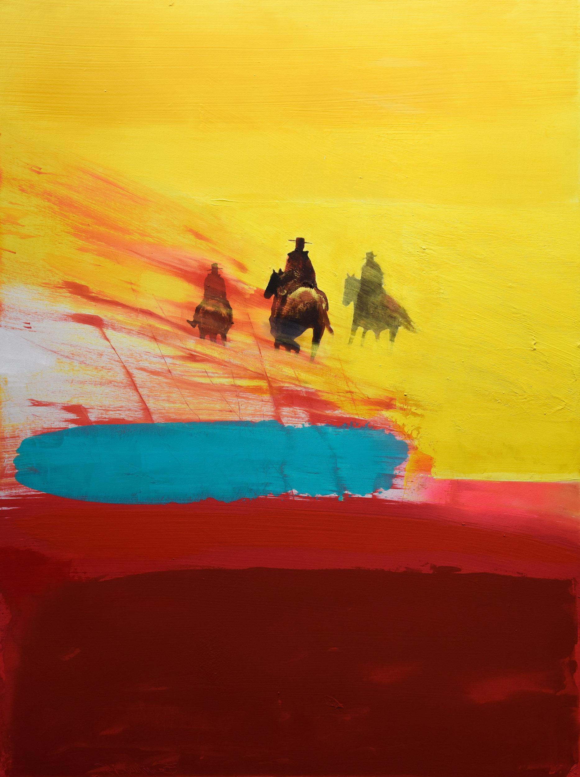 Rocky Hawkins Animal Painting - Stirrups in the Dust