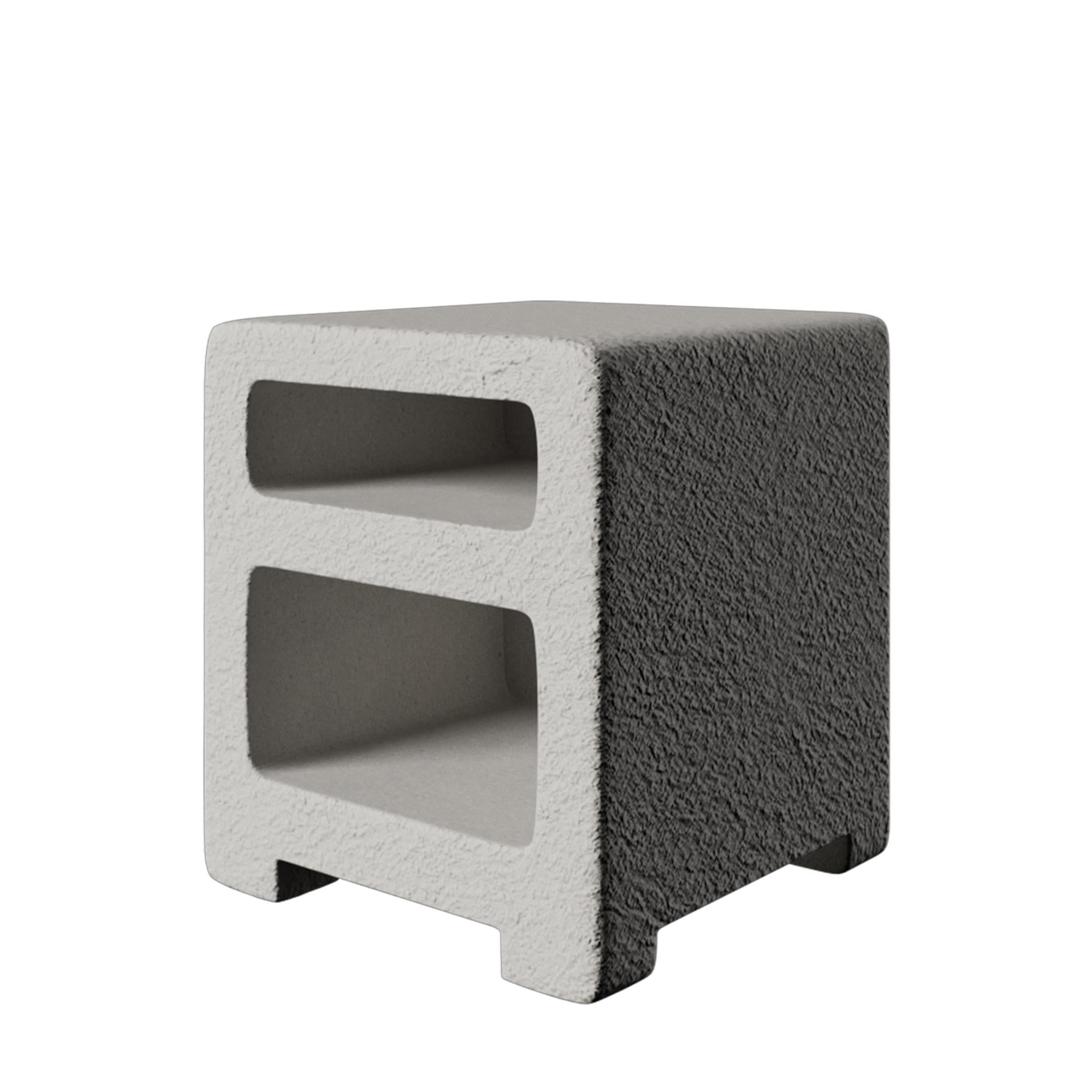 Modern Rocky Nightstand in Grey Cement Texture For Sale