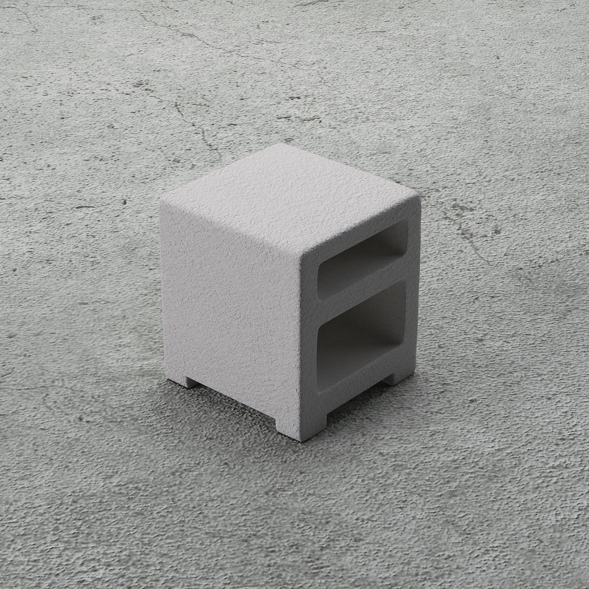 Hand-Crafted Rocky Nightstand in Grey Cement Texture For Sale